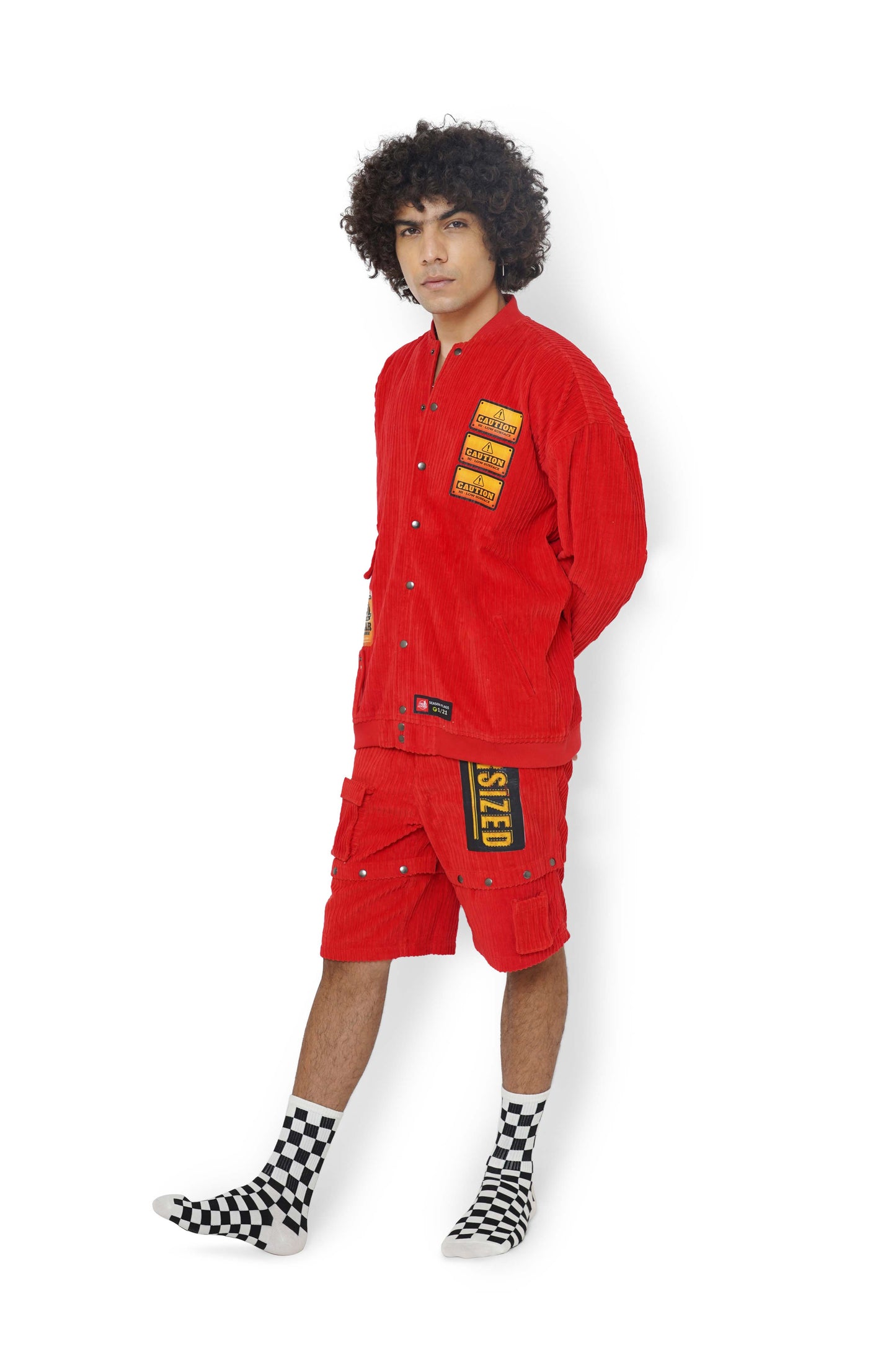 Code Red Caution Hi-Low Jacket & Shorts Set