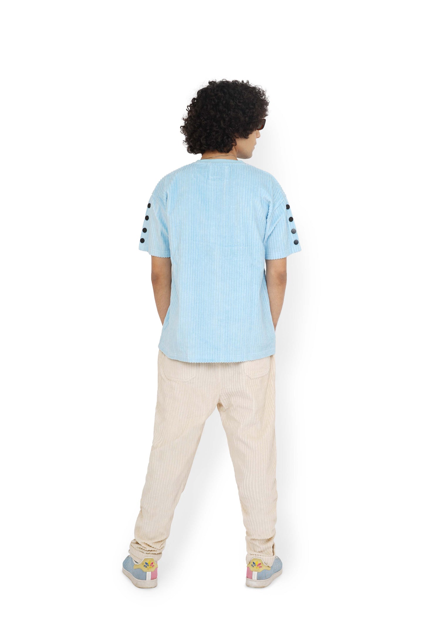 Mint Blue Hi-Low T-Shirt & Cane Beige Track Pants Set