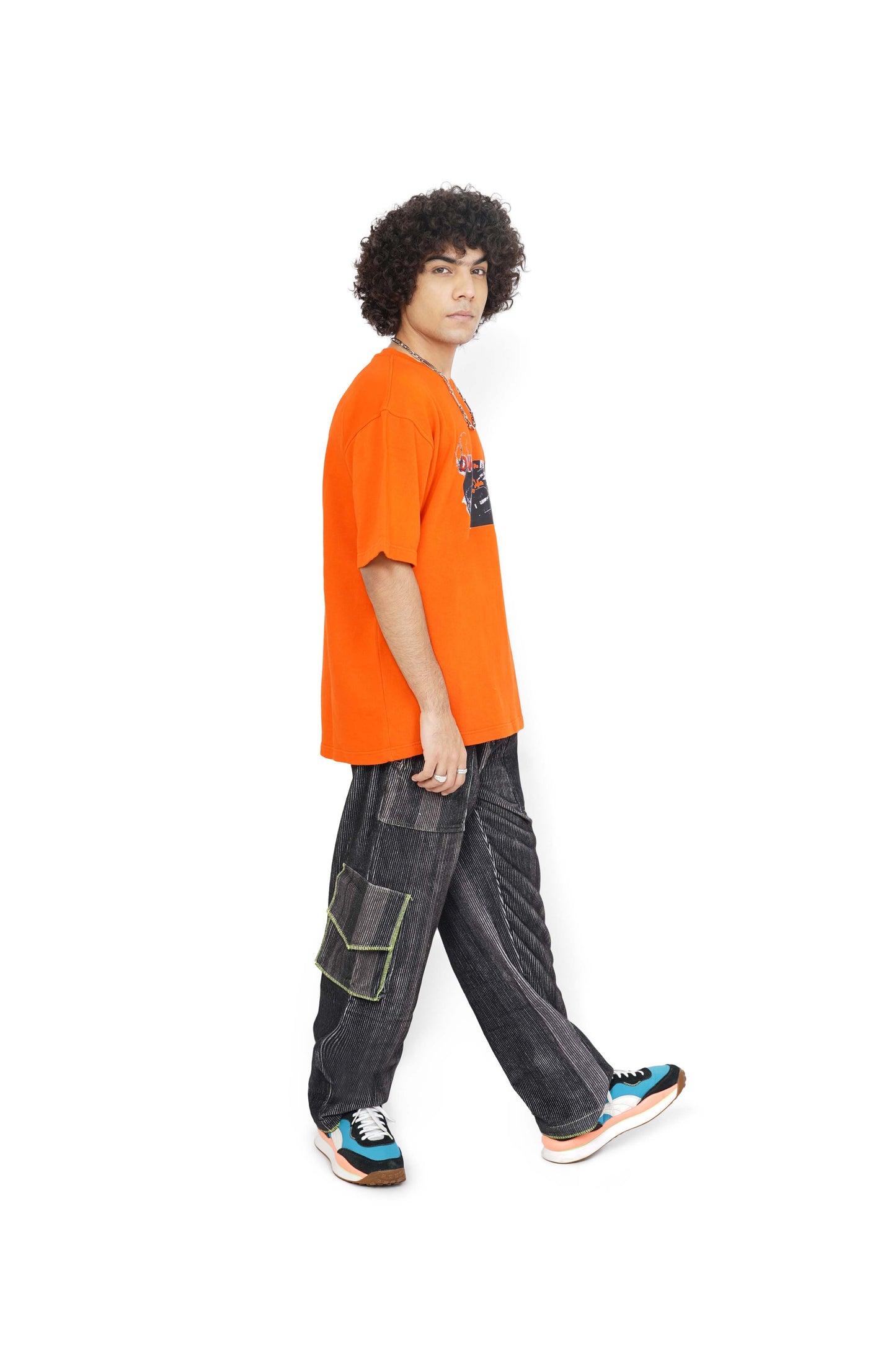 Campfire Orange Dirty Drift T-Shirt & Caffeine Grainy Cargo Track Pants Set