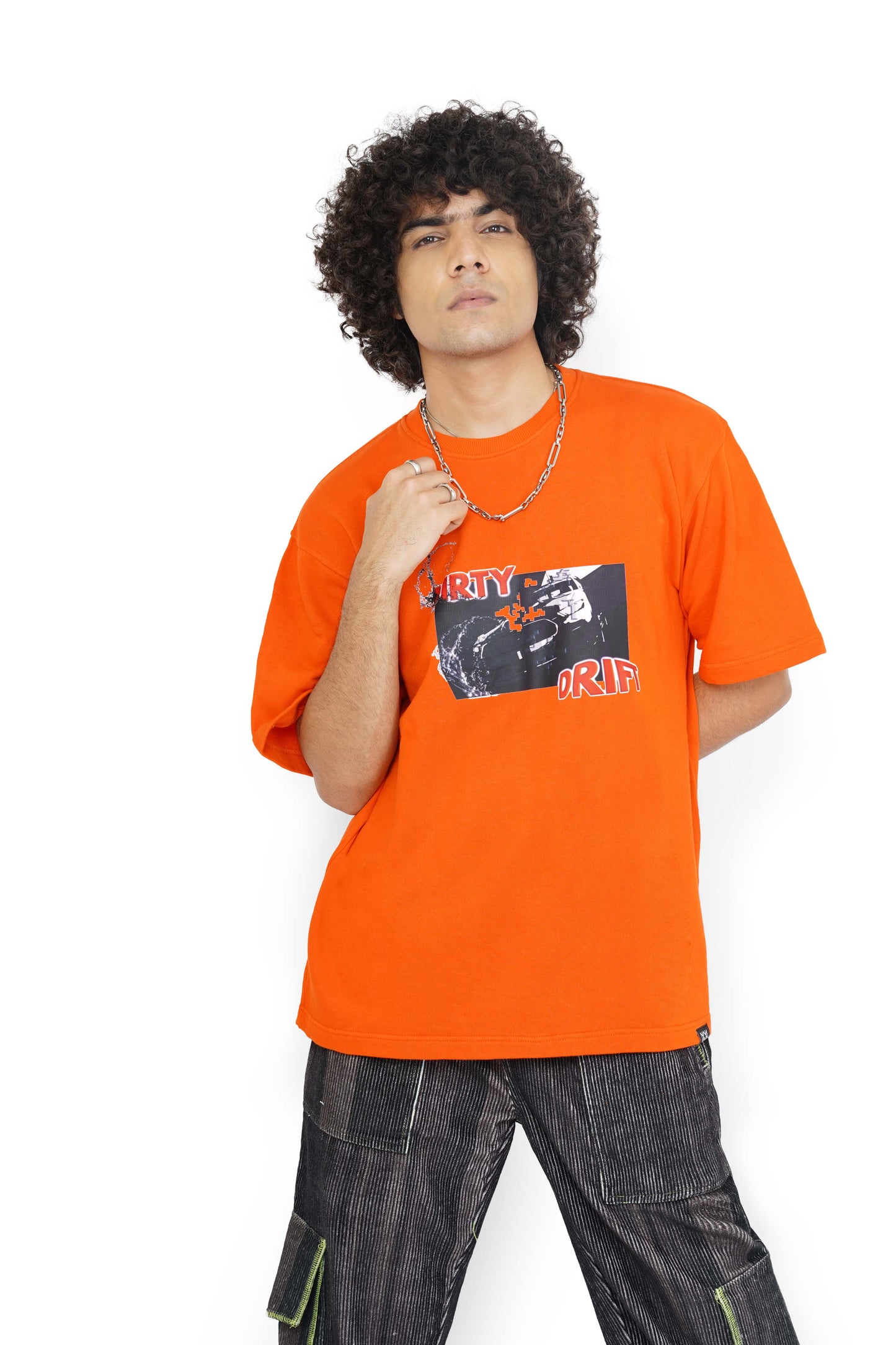 Campfire Orange Dirty Drift T-Shirt & Caffeine Grainy Cargo Track Pants Set