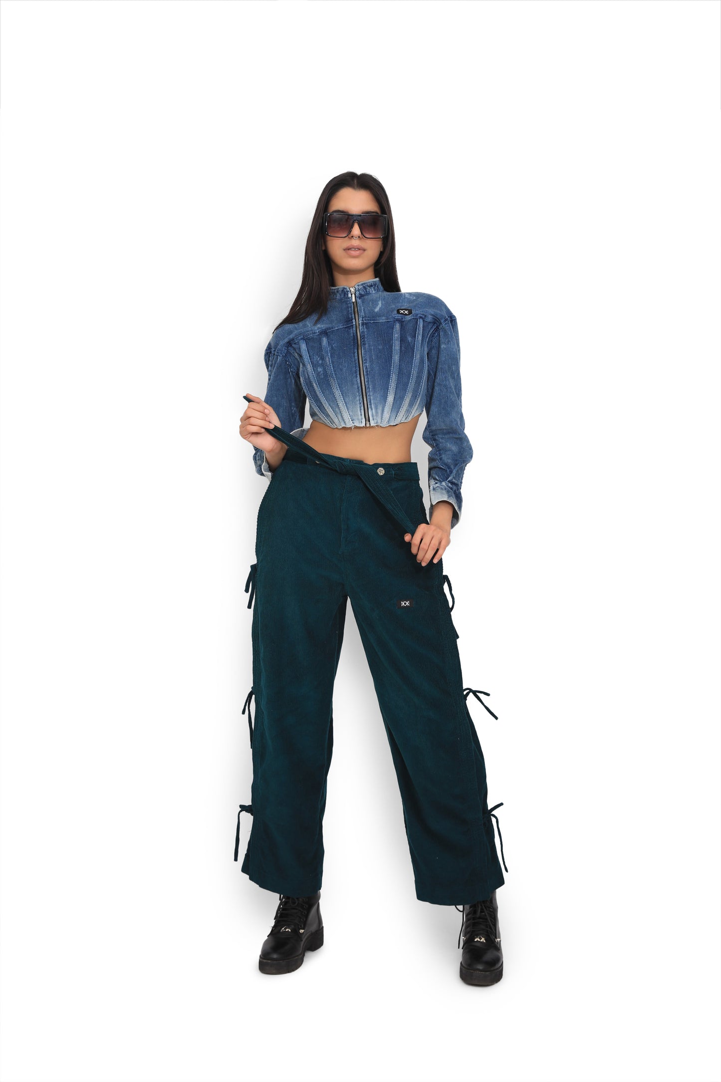 Ombre Blue Washed Corset Jacket
