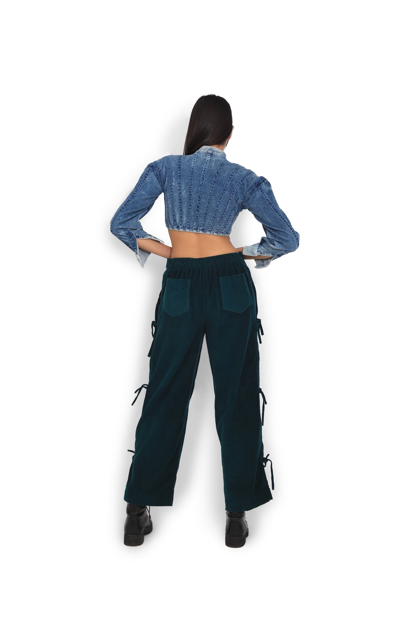 Ombre Blue Washed Corset Jacket