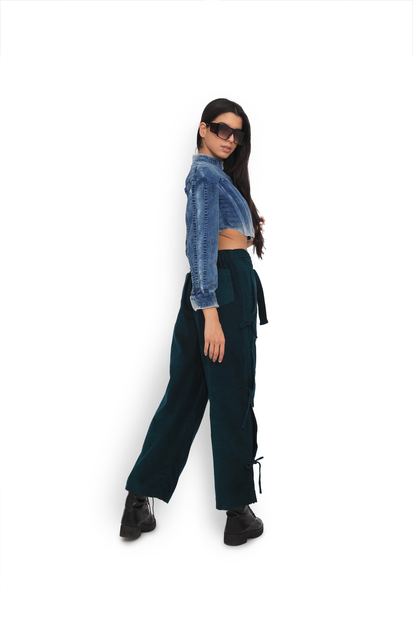 Ombre Blue Washed Corset Jacket