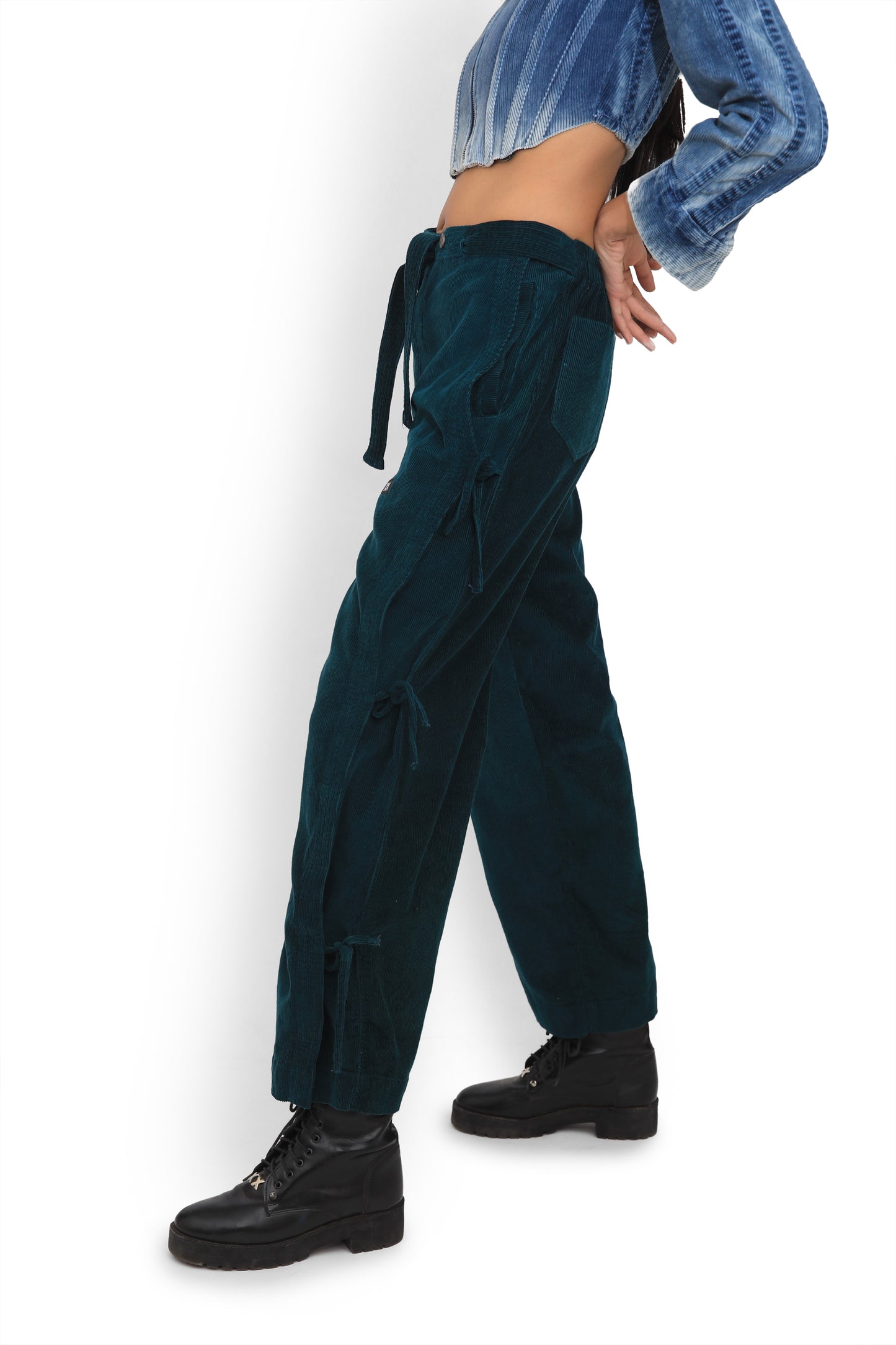 Ombre Blue Washed Corset Jacket