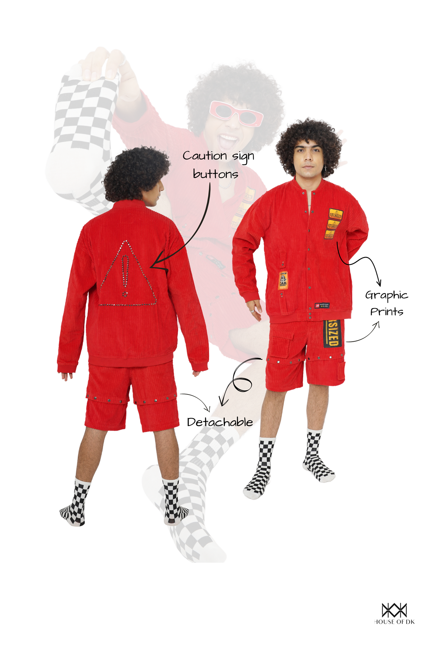 Code Red Caution Hi-Low Jacket & Shorts Set